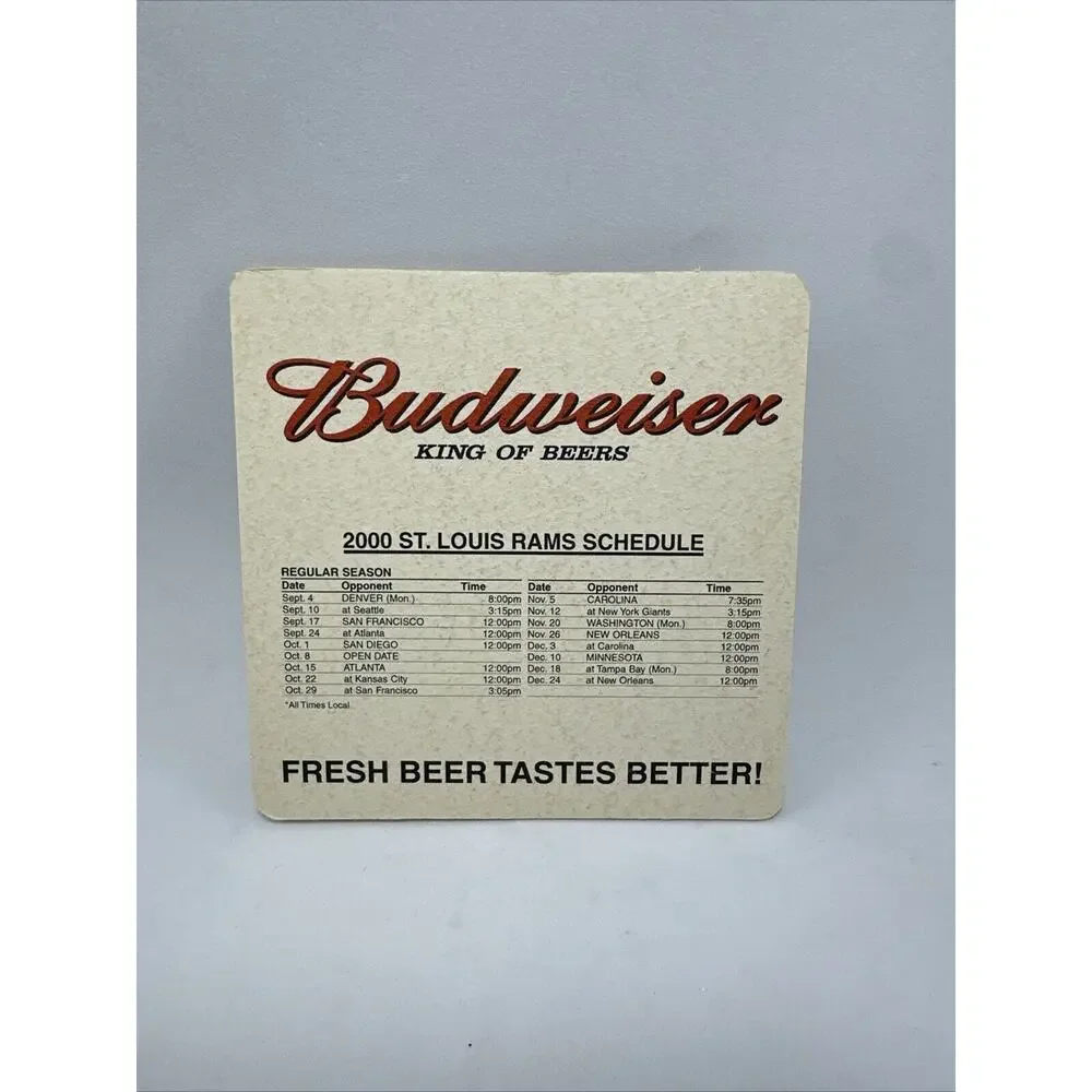 Budweiser‎ St. Louis Rams Football Schedule Coasters 2000 2001 NFL